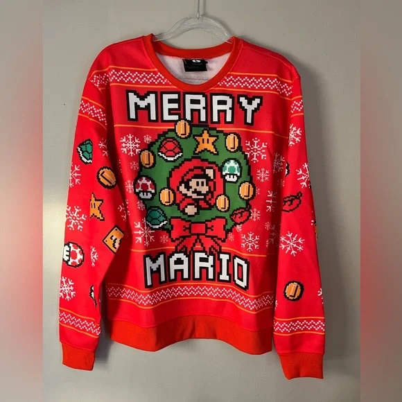 Nintendo Super Mario Christmas Unisex Knit Sweater sz L - Picture 4 of 6